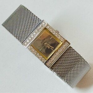 Vintage Guess Women's Square Crystals Watch Mirror Dial Mesh Bracelet U85055L1